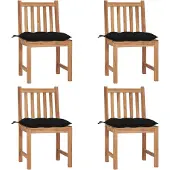 vidaXL Tuinstoelen 4 st met kussens massief teakhout
