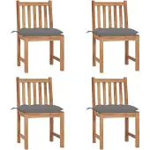 vidaXL Tuinstoelen 4 st met kussens massief teakhout
