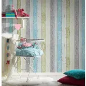AS-Creation Vliesbehang 8550-77 Best of Wood'n Stone 2 houtoptiek blauw/groen