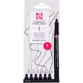 Talens Pigment Fineliner Set Compleet, 6 stuks