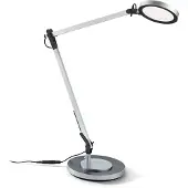 Ideal Lux LED-bureaulamp Futura, dimbaar, alu / grijs / zink, Werkkamer / Kantoor, Aluminium, LED bureaulamp