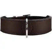 Hunter - Halsband Basic - Hondenhalsband Halsumfang 51-58 cm, bruin/zwart