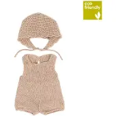 Miniland Knitted Outfit Romper & Bonnet Clothing Set 38 Cm Beige Kinderen