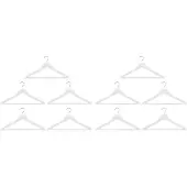 Alpina Witte Kledinghangers Hout Set 10 Stuks – Kleerhangers voor Brede Schouders - Kledinghanger met Draaibare Haak - Kleding Hangers met Anti‑Slip wit met Broeklat