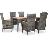 vidaXL 7-delige Loungeset met kussens poly rattan zwart
