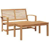 vidaXL Tuinstoel en Tafel Set 2 Stuk Bruin Massief Teakhout