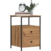 vidaXL Nachtkastjes 2 st 34x35,5x50 cm bewerkt hout artisanaal eiken