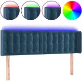 vidaXL Hoofdbord LED 147x16x78/88 cm fluweel donkerblauw