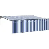 vidaXL Uitschuifbare luifel Blauw en Wit 400 × 300 cm