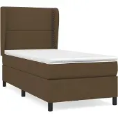 vidaXL Boxspring met matras stof donkerbruin 90x200 cm