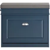 SoBuy Schoenenbank met Zitkussen - Schoenenrek met Zitbank en 1 Kleppen - Moderne Schoenenkast met Opbergruimte - Blauw, 60x24x51cm, FSR82-K-B