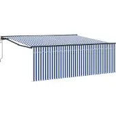 vidaXL Uitschuifbare luifel Blauw en Wit 400 × 300 cm