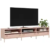 vidaXL Tv-meubel 202x39x43,5 cm koudgewalst staal roze