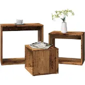 vidaXL 3-delige Tafeltjesset bewerkt hout oud houtkleurig