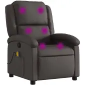 vidaXL Massagestoel van echt leer, donkerbruin