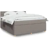 vidaXL Boxspring met matras stof taupe 180x200 cm