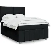 vidaXL Boxspring met matras stof zwart 140x190 cm