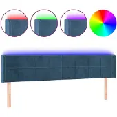 vidaXL Hoofdbord LED 203x16x78/88 cm fluweel donkerblauw