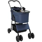 vidaXL Opvouwbare Huisdier Kinderwagen Blauw 81 x 47 x 99 cm Polyester