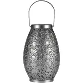 Pauleen Sunshine Temptation LED lantaarn op zonne-energie 23 cm, alu / grijs / zink, metaal, Marokkaans / oosters