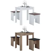 VCM Esal eethoek Eettafel en 2 krukkenwit.