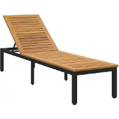 vidaXL Ligbed Zwart 200 x 55 x 35 cm Massief Acacia Hout