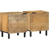 vidaXL Nachtkastjes 2 st 40x33x46 cm massief mangohout bruin