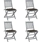 vidaXL Tuinstoelen 4 st inklapbaar met kussens massief acaciahout