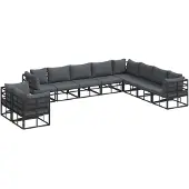 vidaXL Tuinbank Set 10 st Zwart Aluminium