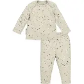 Meyco Rib Mini Spot pyjama - sand melange Beige Jongens/Meisjes Katoen Ronde hals - maat 50/56