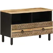 vidaXL Tv-meubel 70x33,5x46 cm massief ruw mangohout zwart