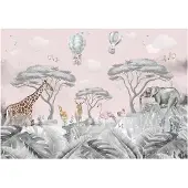 WALLARENA - Fotobehang - 250x175 cm - kinderkamer behang met safari dieren