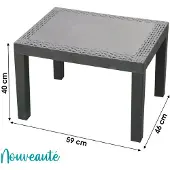 IPAE Progarden Tuintafel MINI Jack - bijzettafel 59 X 46 Cm - hoogte 40cm - Antraciet - voor buiten - Rotan Look