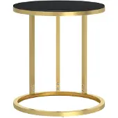 vidaXL Bijzettafel 45 cm gehard glas goudkleurig en zwart