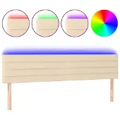 vidaXL Hoofdbord LED 200x5x78/88 cm stof crèmekleurig