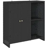 vidaXL Opbergkast met plank met opslag Zwart 100 x 36 x 102 cm Rattan