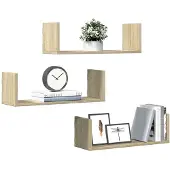vidaXL Wandschappen 3 st 58x18x18 cm spaanplaat sonoma eikenkleurig