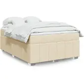 vidaXL Boxspring met matras stof crèmekleurig 140x190 cm