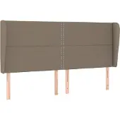 vidaXL Hoofdbord met randen 203x23x118/128 cm stof taupe