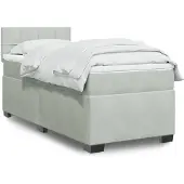 vidaXL Boxspring met matras fluweel lichtgrijs 100x200 cm