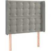 vidaXL Hoofdbord met randen 93x16x118/128 cm fluweel lichtgrijs