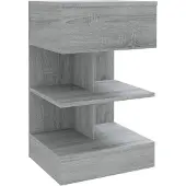 vidaXL Nachtkastje 40x35x65 cm bewerkt hout grijs sonoma eikenkleurig