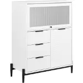 SoBuy Meuble de Rangement 3 Tiroirs 2 Portes L86xP40xH108