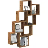 vidaXL Wandschap kubus 90x15x119,5 cm bewerkt hout oud houtkleurig