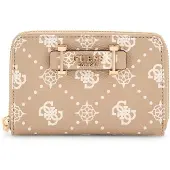 GUESS portemonnee Silia SLG Medium Zip Around Biscotti Logo Taupe