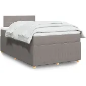 vidaXL Boxspring met matras stof taupe 120x190 cm