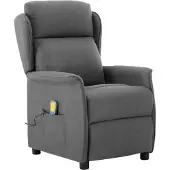 vidaXL Massagestoel Lichtgrijs 93.5 x 67.5 x 101.5 cm Stof