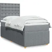 vidaXL Boxspring met matras stof lichtgrijs 100x200 cm