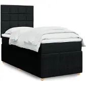 vidaXL Boxspring met matras stof zwart 80x200 cm