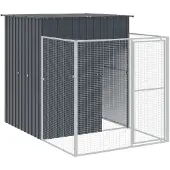 vidaXL Hondenhok met ren 165x251x181 cm gegalvaniseerd staal antraciet